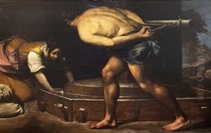 Sanson Tirando Del Molino Junto A Dalila by Mattia Preti
