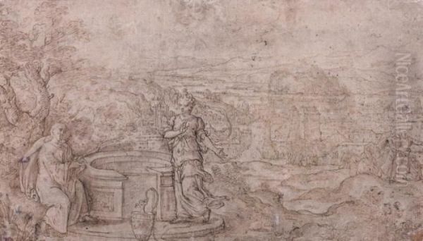 Le Christ Et La Samaritaine Dans Un Paysage - view 1