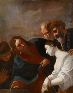 Christus Und Die Ehebrecherin by Mattia Preti