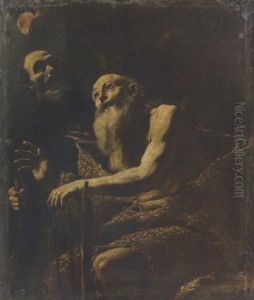 La Visita Di Sant'antonio A San Paolo Eremita, E Il Miracolo Del Corvo by Mattia Preti