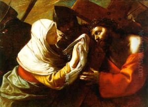 Saint Veronica Wiping The Face Of Christ On The Road To Calvary by Mattia Preti