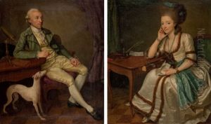 Bildnis Des Monsieur Borel Mit Windhund Und Teleskop (+ Bildnis Der Madame Borel In Pelzverbramtem Kleid, Einen Brief In Der Hand Haltend; Pair)