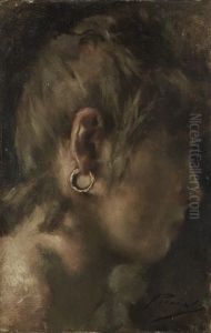 Testa Di Donna Di Profilo by Gaetano Previati
