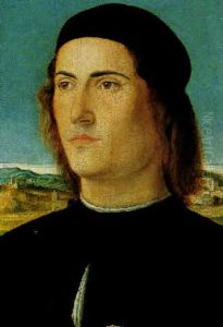 Portrait Of A Man, Head And Shoulders, Wearing A Black Doublet And Cap, An Extensive Landscape With Buildings Beyond