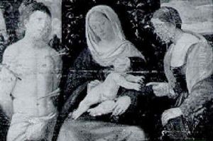 The Madonna And Child With Saints Catherine Of Alexandria And Sebastian by Andrea Previtali