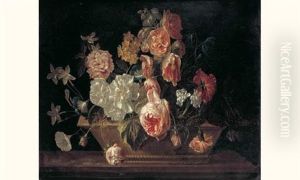 Panier De Fleurs Sur Un Entablement by Jean Louis Prevost