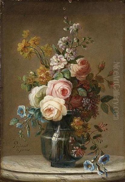 A Still Life With Roses, Daffodils, Morning Glory, Honeysuckle And Other Flowers - view 1