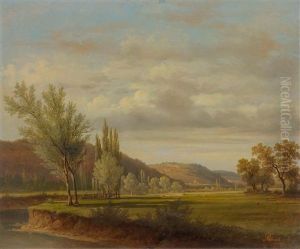 Pair Of Works: River Landscapes by Nicolas Louis Andre Prevost