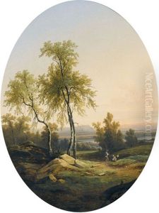 Idyllische Landschaften Mit Staffage (+ Am Vierwaldstattersee; Pair) by Nicolas Louis Andre Prevost