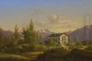 Schweizer Gebirgslandschaft Mit Bauernhaus by Nicolas Louis Andre Prevost