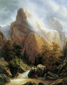 Bjergrigt Landskab, Schweiz by Nicolas Louis Andre Prevost
