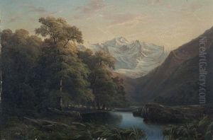 Paysage Anime Au Soleil Couchant (+ Paysage Au Lac; 2 Works)