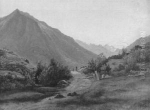 Gebrigslandschaft Bei Dammerung by Franck Jean Henri Marie Prevost-Ritter