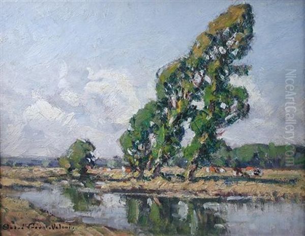 River Scene With Cattle, Normandy - view 1