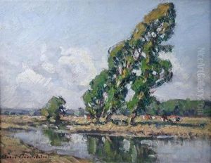 River Scene With Cattle, Normandy by Andre Prevot-Valeri