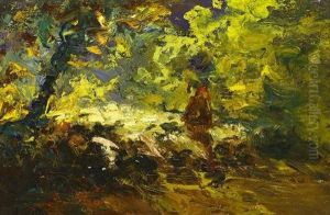 Schafherde Auf Waldweg by Andre Prevot-Valeri