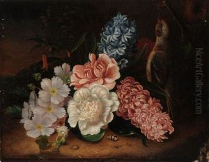 Kleines Stilleben Mit Hyazinthen Und Singvogel by Carl Eduard Prey