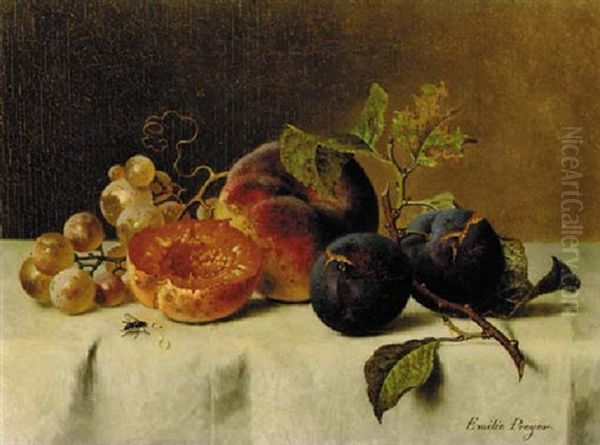 Grapes, Plums And Peaches On A Table - view 1