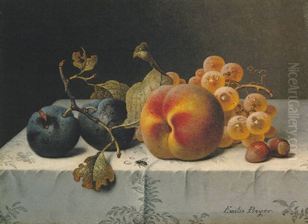 Still Life With A Peach, Grapes And Plums - view 1