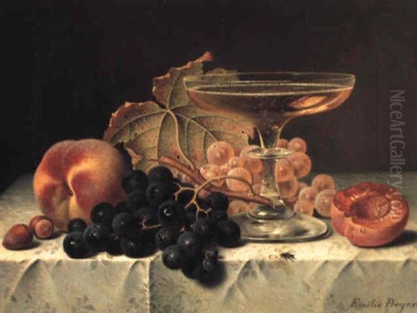 Still Life With Peaches, Grapes And A Glass Of Champagne - view 1