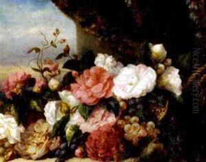 Stillleben Mit Rosenstraus Am Fenster