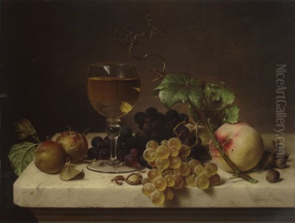 Stillleben Mit Weinglas Und Fruchten - view 1