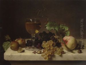 Stillleben Mit Weinglas Und Fruchten by Johann Wilhelm Preyer