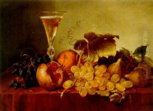 Still Life Of Fruit With A Flute Of Champagne by Johann Wilhelm Preyer