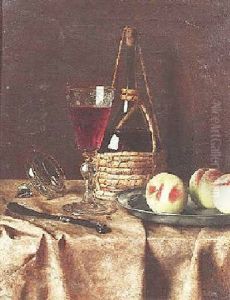Stilleben Mit Einem Gefullten Weinglas by Paul Preyer