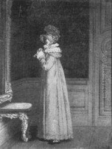 Vornehme Junge Dame In Einem Schlosinterieur by Paul Preyer