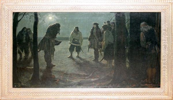 Depicts Major Bonnet With Pirates At Night - view 1