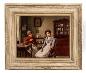 The Love Letter (interior With Two Women) by Alois Heinrich Priechenfried
