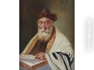 A Portrait Of A Rabbi by Alois Heinrich Priechenfried
