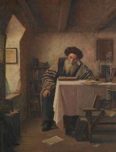 A Seated Rabbi by Alois Heinrich Priechenfried