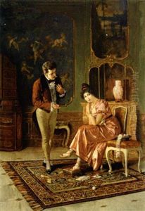 Junges Paar In Einem Prachtvollen Salon by Alois Heinrich Priechenfried