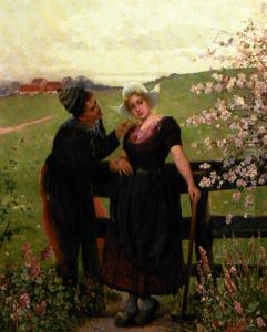 Hollandsk Bondepige, Der Kurtiseres Af En Bondeknos by Alois Heinrich Priechenfried