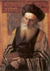 Nachdenklicher Rabbiner Mit Einem Gebetsmantel Bekleidet
