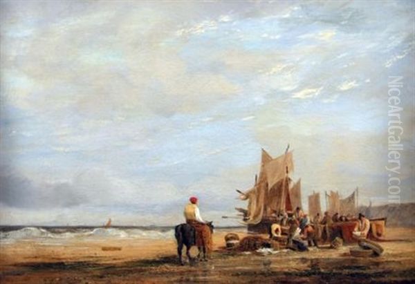 Norfolk Costal Scene With Figures And Boats - view 1