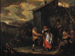 Saltarello Di Contadini Presso Un Casolare Rustico by Pietro Maurizio Bolckman