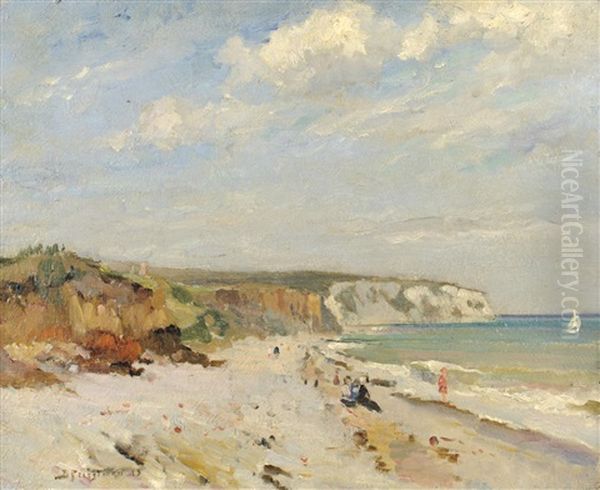 Sunlit Beach Scene At Low Tide - view 1
