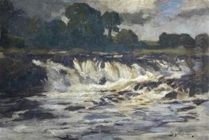 Waterfall Under A Stormy Sky