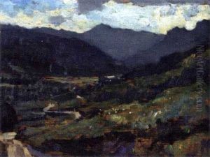 Sunshine And Shadow In The Langdale Valley, As Seen From The Red Bank by Bertram Walter Priestman