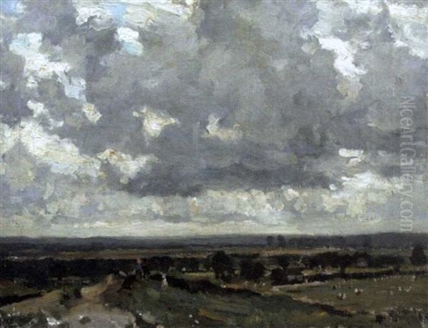 Suffolk Landscape With Figures And Cows Grazing In The Distance - view 1