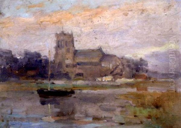A Suffolk Chruch By A River - view 1