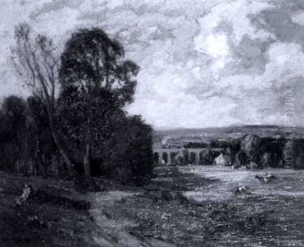 Near Baildon, A Train Crossing A Viaduct - view 1