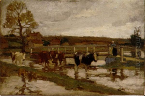 Crossing The Brook by Bertram Walter Priestman