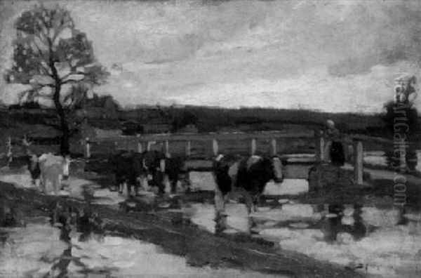 Cattle Crossing A Ford - view 1