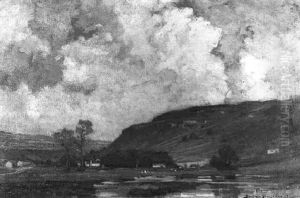 A Watermeadow With A Farmstead And Cattle In A Valley by Bertram Walter Priestman