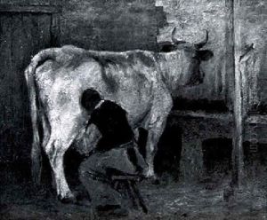 Peasant Milking A Cow In A Stable Peasant Milking A Cow In A Stable