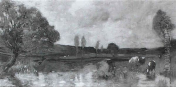 Cows Drinking From The River - view 1
